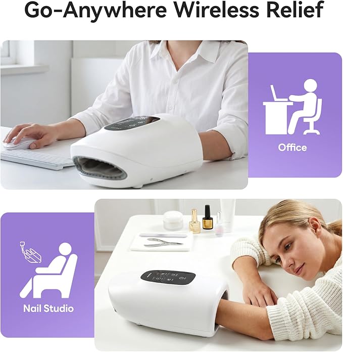 vrenmol Air Compression Hand Massager with Heat: Wrist Heating Electric Hand Massager, 3 Modes Dual-Effect Massage Tools 5 Temperature 5 Intensities Rechargeable Home Gift for Women Men