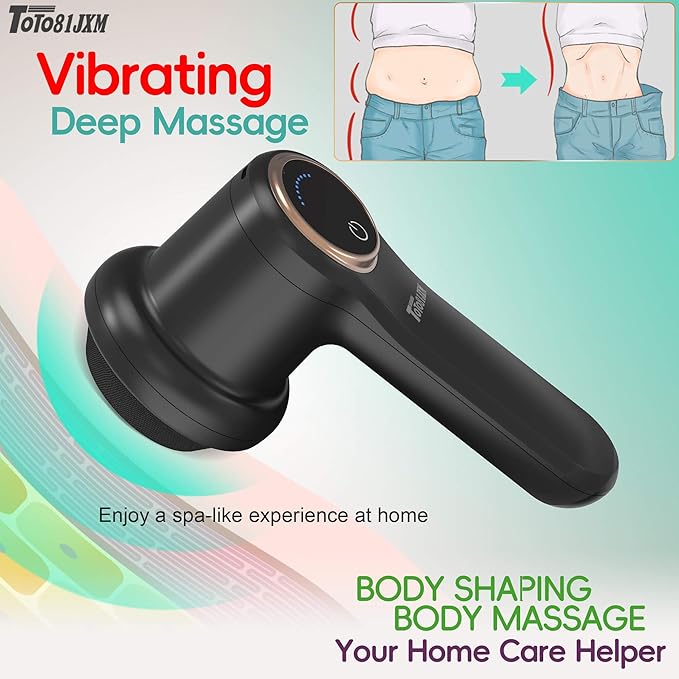 Handheld Cellulite Massager, Body Sculpting Machine, Lymphatic Drainage Device, Lipo Massage Roller for Stomach Belly Butt Arms Legs, Vibrating Massage Home Use Cordless & Mini (Black)