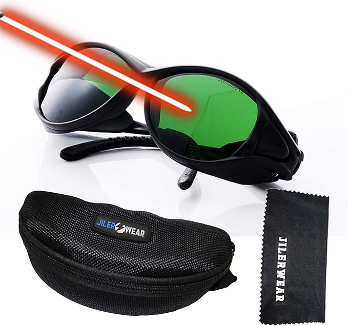 JILERWEAR Professional Laser Safety Glasses for 405nm, 445nm, 450nm, 532nm, 850nm and 190nm-490nm Wavelength Violet/Blue/Red Laser Protection Goggles