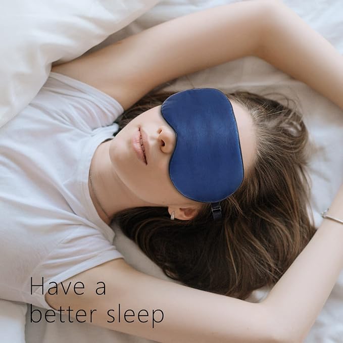 Silk Eye Mask for Men Women, Comfortable&Soft Sleep Mask with Adjustable Strap to Block Light, Ultimate Sleeping Aid/Blindfold,Super Smooth Eye Shade Cover