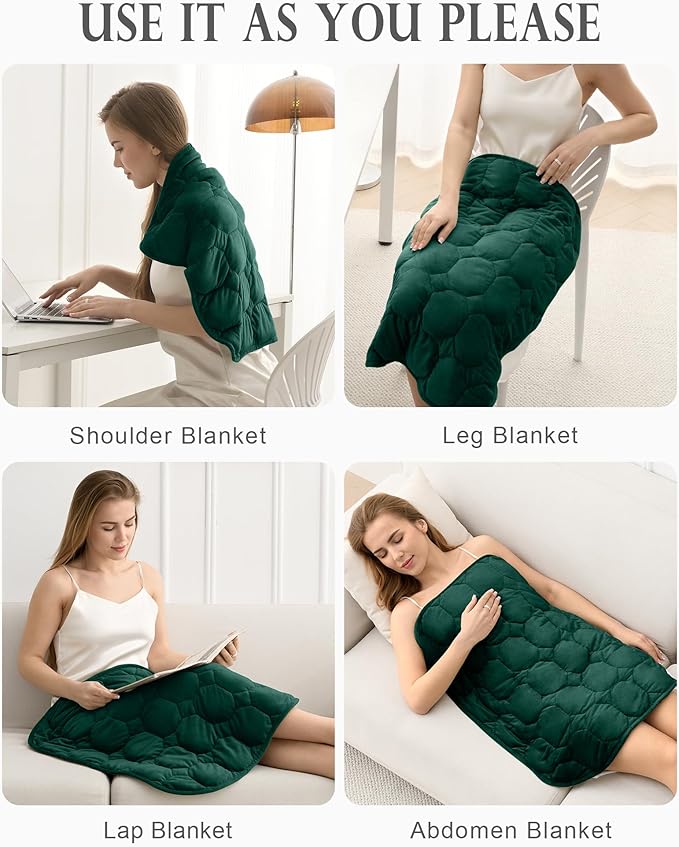 Cottonblue Weighted Lap Blanket 7lbs, Cozy Luxury Crystal Velvet Weighted Blanket for Adults, Small Weighted Blanket for Relaxation, Sleeping, Travel, Green, 29" x 24"