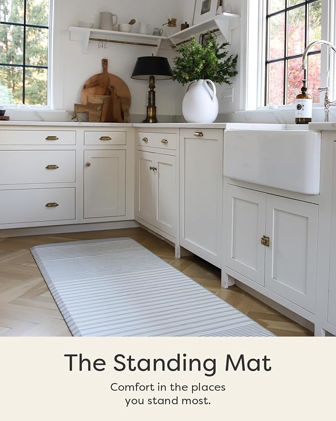 House of Noa Nama Standing Mat – Anti-Fatigue Cushioned Kitchen Mats for Floor | Ergonomic Bounce-Back Foam Kitchen Mats | Anti-Fatigue Mats for Kitchen & Standing | Coastal Nantucket | 22" x 54"