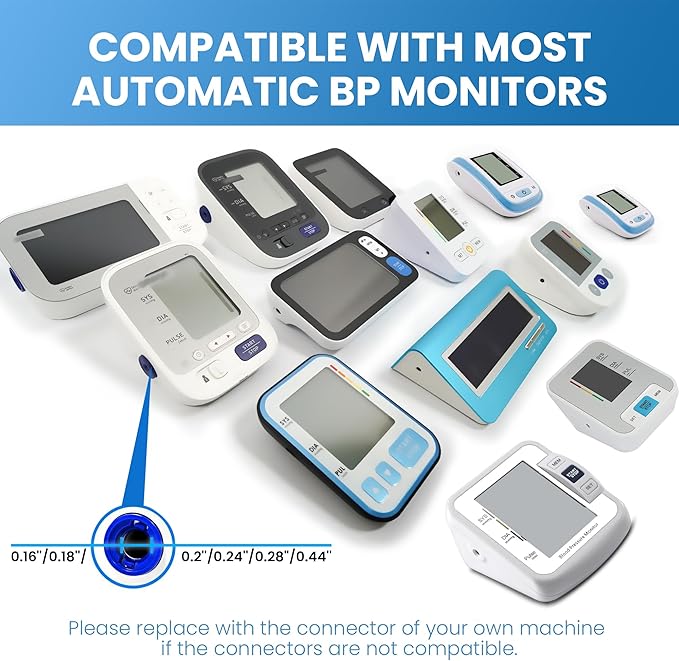 Full-Size Blood Pressure Replacement Cuffs - 5.9-9.5 & 9-21 Inches, Fit Small Medium Large XL XLarge Extra Large Big Arms, 6 Sizes of Connectors Compatible with Omron or Other Brands (Cuffs Only)