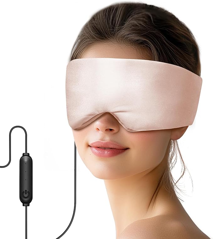 Heated Eye Mask for Dry Eyes and Sinus Pressure Relief, Ultra Soft Face Heating Pad for Tension Headache Relief Pink
