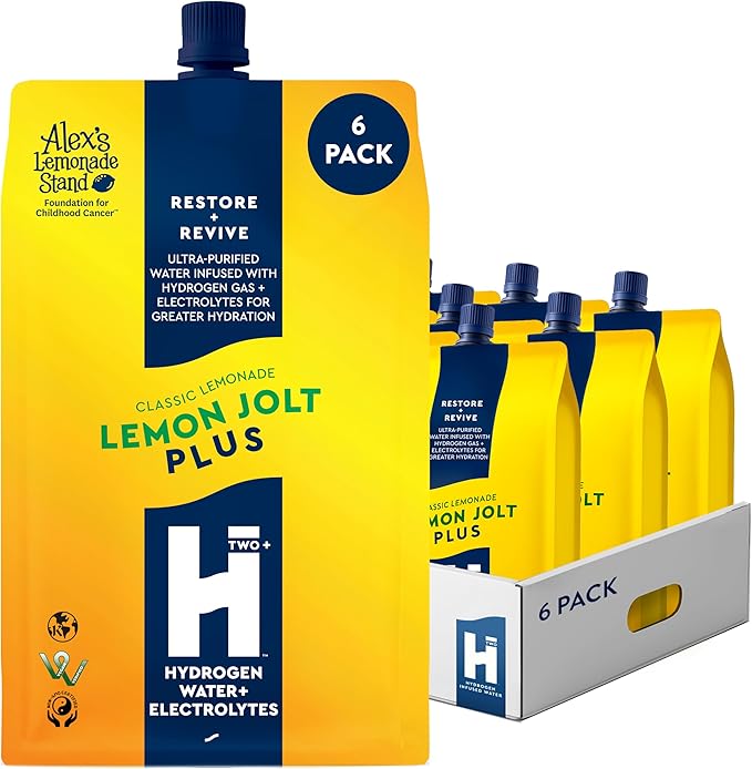 HTWO Plus Molecular Hydrogen Water with Electrolytes, Lemonade Flavor, Sugar Free Hydration Packets, 16.9oz 6 Pack, Energy Sports Drink, Performance & Recovery Support, Alternative to Hydrogenated Tablet - no Prep/Mess, 15 ppm