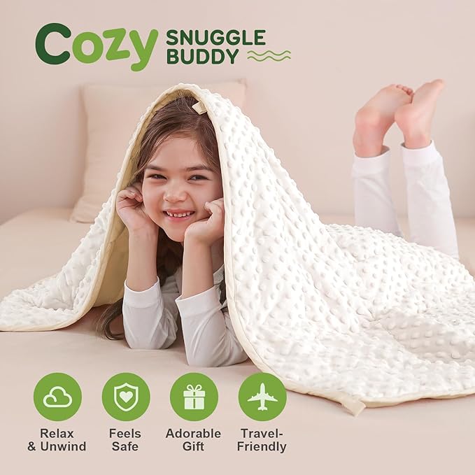 Sivio Weighted Blanket 7lbs, 41 x 60inches, Soft and Cozy Cooling Heavy Blanket for All-Season, Calm Sleeping and Nap, Suit for Car, School and Home, Machine Washable, White