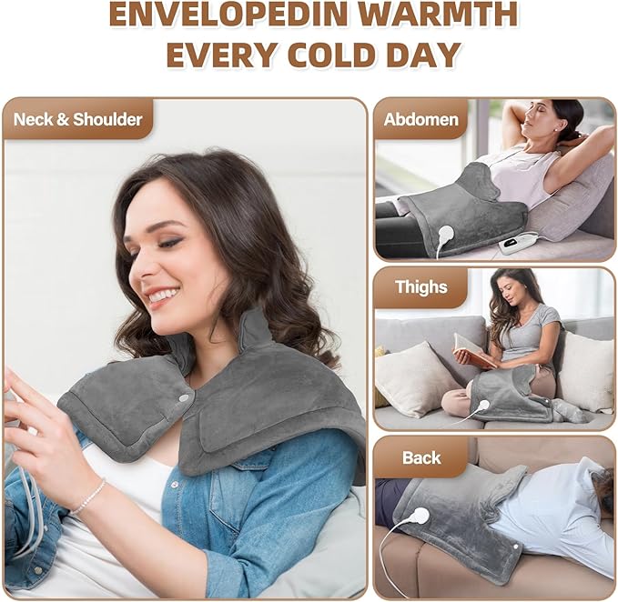 Heating Pad for Neck and Shoulders, 2lb Weighted Electric Neck Heating Pad for Back Pain Relief 10 Heat Settings 3 Timers Auto Off Birthday Christmas Gifts for Women Mom Men Dad