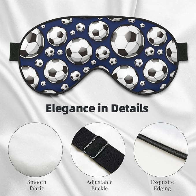 Black and White Football Sleep Mask Eye Mask with Adjustable Strap Eye Sleep Shade Cover Blocks Light for Women Men Airplane Travel Nap