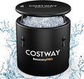 COSTWAY L 79 Gal Oval Ice Bath Tub with Cover, Portable Outdoor Inflatable Cold Plunge Tub with Backpack, Pump, for Cold Therapy, Compatible with Water Chillers, Black