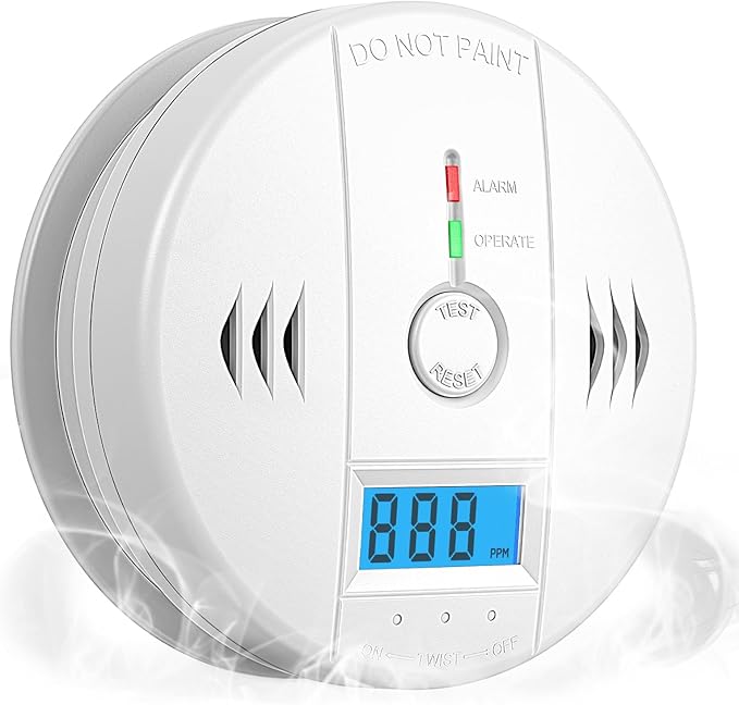 Carbon Monoxide Detectors, CO Detector Battery Powered, Carbon Monoxide Alarm with Sensitive CO Sensor, LCD Display and Sound Warning for Home, Bedroom, Kitchen