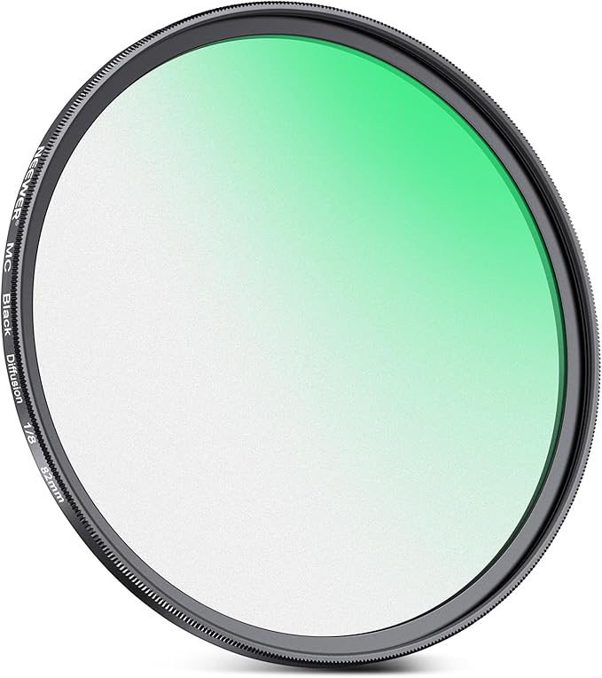 NEEWER 82mm Black Diffusion 1/8 Filter Soft Dreamy Cinematic Effect Filter Ultra Slim Water Repellent Scratch Resistant Optical Glass, Multi Nano Coatings for Video/Vlog/Portrait Photography