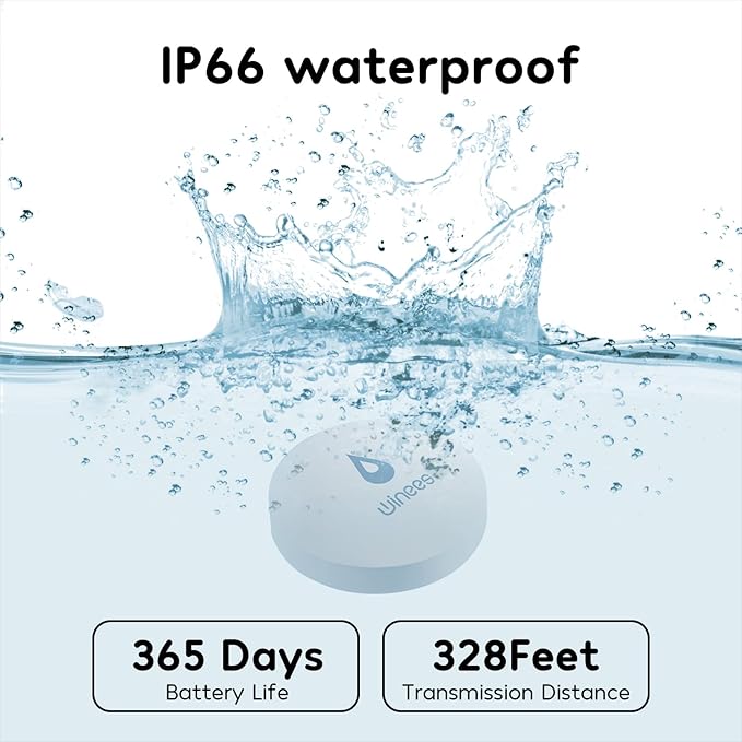 Winees WiFi Water Leak Detector, 3 Pack Water Sensors(Hub Not Included), Easy Set Up, 100M Transmission for Basement, Bathroom, Laundry, IFTTT, S1 FSK(Accessory)
