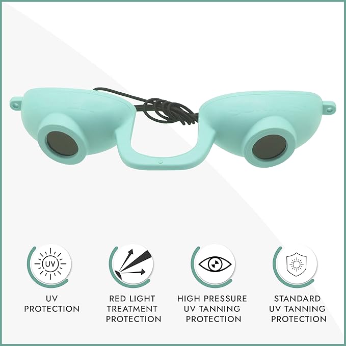 Super Sunnies EVO Flex UV Eye Protection, FDA Compliant, Tanning Bed Goggles, Red Light Theraphy Eyeshields with Case