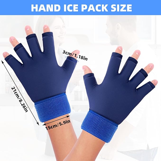 Finger Arthritis Compression Hand Ice Pack Gloves for Pain Relief, Blue Adjustable Wrist Ice Pack for Hot & Cold Therapies, Reusable Gel Finger Ice Glove Sleeve for Tendinitis, Carpal Tunnel