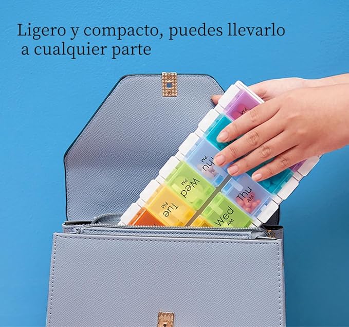 Weekly Pill Box,Portable and Removable Pill Box,Travel Pill Organizer with 14 Compartments,Moisture-proof Personal Pill Organizers