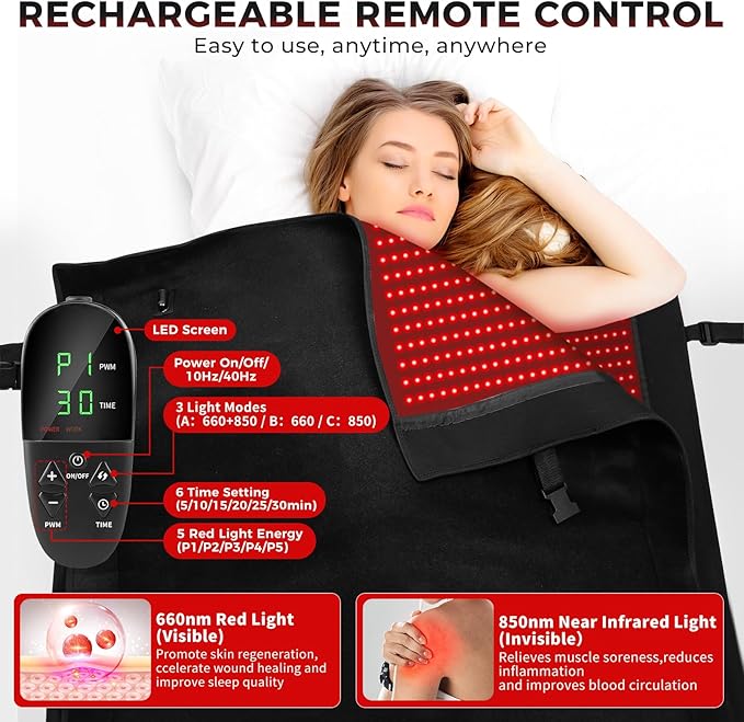 LITDUCK Body Red Light Therapy Mat, Eligible Red Light Therapy Blanket, 2in1 LEDs(660nm& 850nm), Premium Leather, Adjustable Timer & Intensity 36.3"*15.8" (2570leds)