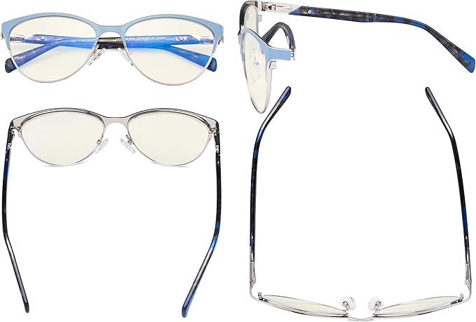 Eyekepper Ladies Cateye Blue Light Filter Glasses - Digital Eyegalsses Blocking Computer Screen UV Rays - Anti Glare Filter Reduce Eye Strain - Blue