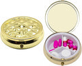 Set of 2 Circular Embossed Triple-Compartment Pocket Purse Pill Box & Organizer (Gold Ridge)