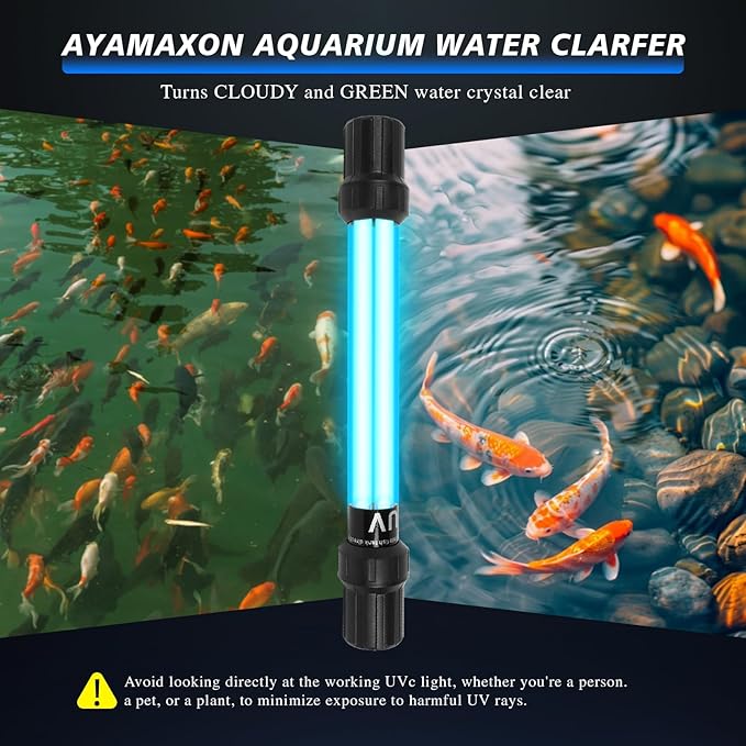 32W UV Submersible Aquarium Light for 100-2000 Gallon，Aquarium UV Light Water Clarifier for Pond, Pool, Hot Tub & Cold Plunge with Fish Tank Control