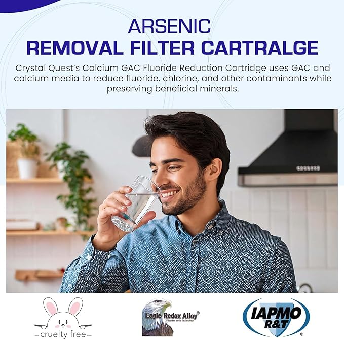 Crystal Quest Arsenic Water Filter Cartridge – Reduces Arsenic – Long Lasting, Easy to Install, High-Capacity, Steady 3 GPM Flow – Improves Water Quality for Home and Office - 4-5/8" x 9-3/4"