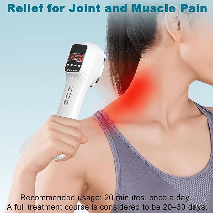 Red Light Therapy Device with Stand for Body Muscle Joint Pain Relief, Portable Infrared Light Therapy Wand with 16 * 650nm + 3 * 808 nm