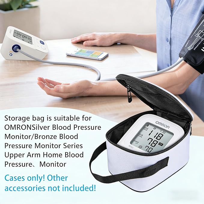 Home Blood Pressure Monitor Portable Storage Organizer Bag with Handle Compatible with Smart Upper Arm Blood Pressure Monitor,Digital Wrist Blood Pressure Monitor Travel Carrying Storage Bag(Bag Only)
