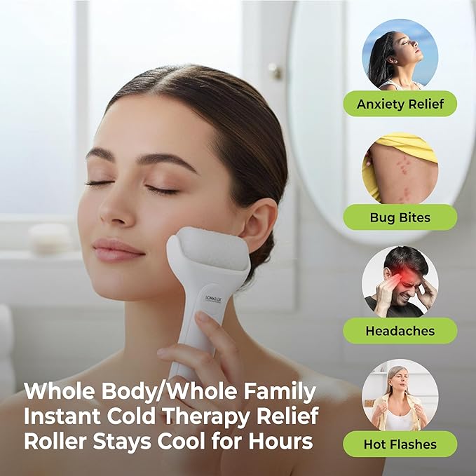 Loma Lux Cool IT! ICE Roller – Multi-Purpose Face & Body Cold Therapy for Skin Itch, Puffiness, Eczema, Minor Burns & Sunburn Relief | Soothing, Reusable