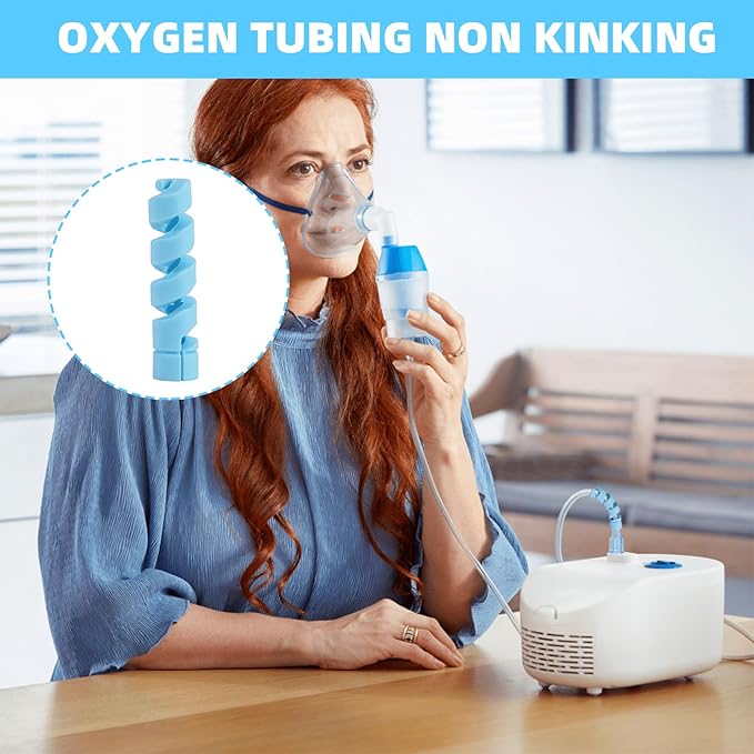 10 Pack Oxygen Tube Support Crimp Straightener for Portable Oxygen Concentrator, Oxygen Tubing Support for Oxygen Tank Oxygen Hose Nasal Cannula Oxygen Accessories (Blue)