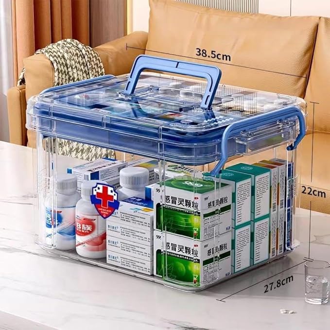 Double Compartment Medicine Storage Box With Large Capacity - Transparent Pill Bottle Organizer for Home