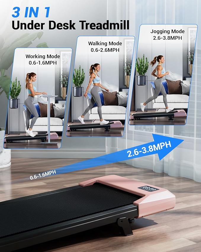 Superun Walking Pad with 6% Incline, Under Desk Treadmill for Home Office, 3 in 1 Portable Walking pad Treadmill with Remote Control and LED Display, 2.5HP Quiet Mini Treadmills, 300 lbs Capacity