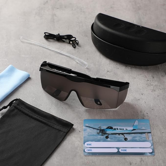 Aviation Flight Training Glasses Adjustable View Limiting Goggles Device with Glasses Box and Tag (Gray)