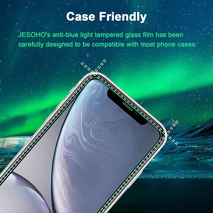 Blue Light Screen Protector for iPhone 11, iPhone XR (6.1") HD Anti Blue Light Blocking Tempered Glass Film, Eye Protection,Case Friendly, No Bubbles, with Easy Installation Kit, 2 Pack