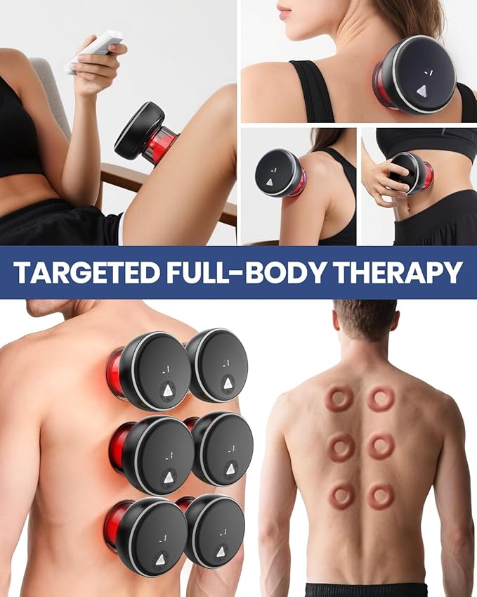 Electric Cupping Kit for Massage Therapy with Remote Controller - 32 Levels of Adjustable Suction & Heat, Portable Cupping Therapy Set for Back Pain Relief, Neck Muscle Soreness