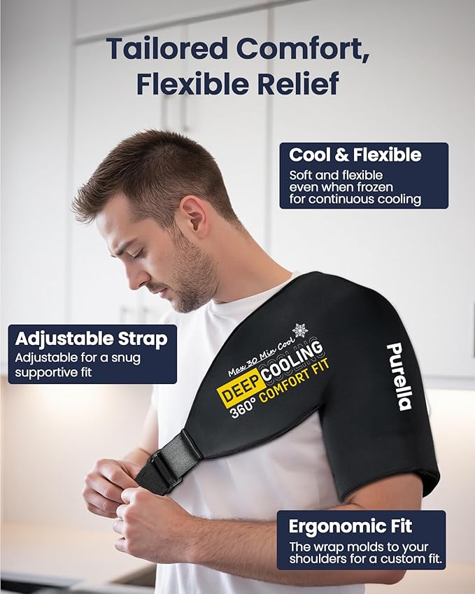 Shoulder Ice Pack Rotator Cuff Cold Therapy, Gel Ice Packs for Injuries Reusable with Long-Lasting Cooling, Thickened Ice Pack for Shoulder, Hot and Cold Pack for Pain Relief, Surgery Recovery Gifts
