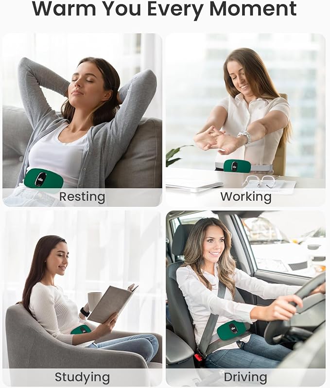 iDOO Travel Heating Pad, FSA Eligible Item, Portable Heating Pad for Period Cramps with 3 Heat Levels and 3 Massage Modes, Menstrual Heating Pads for Women, Gifts for Girlfriend Mom Wife Women (Green)