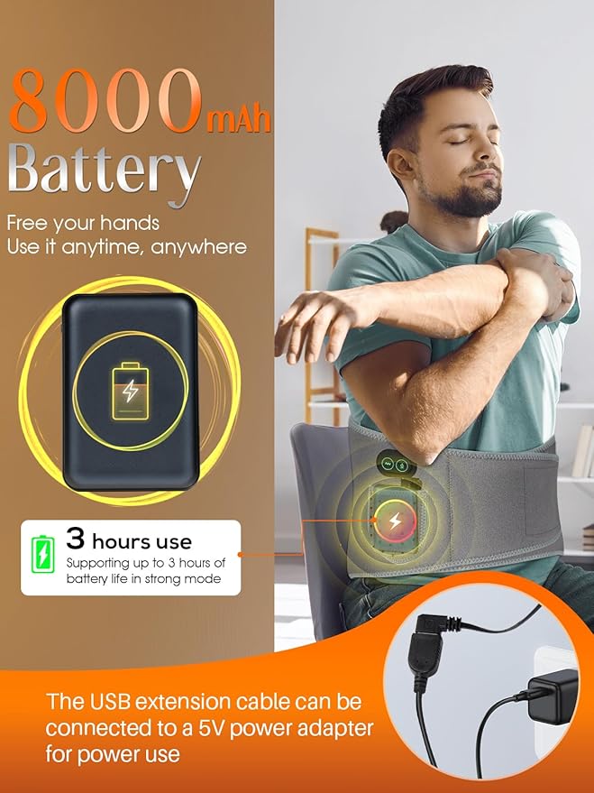 Heating Pad for Back Pain Relief,60” Large Cordless Heating Pad for Cramps with 3 Heat 3 Vibration, 8000mAh Portable Lower Back Massager Supply Extension Belt, Gifts for Women Men Seniors Mom Dad