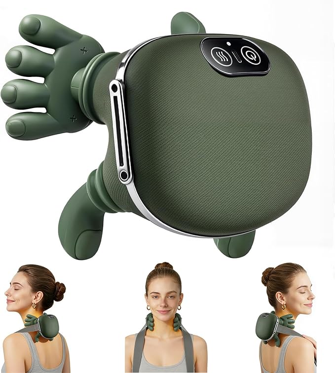 Neck and Shoulder Massager - Bionic Heated Massager, Cordless Portable Electric Shiatsu Massager, Deep Tissue 4D Kneading Massage, Simulated Human fingers Design for Pain Relief and Muscle Relax