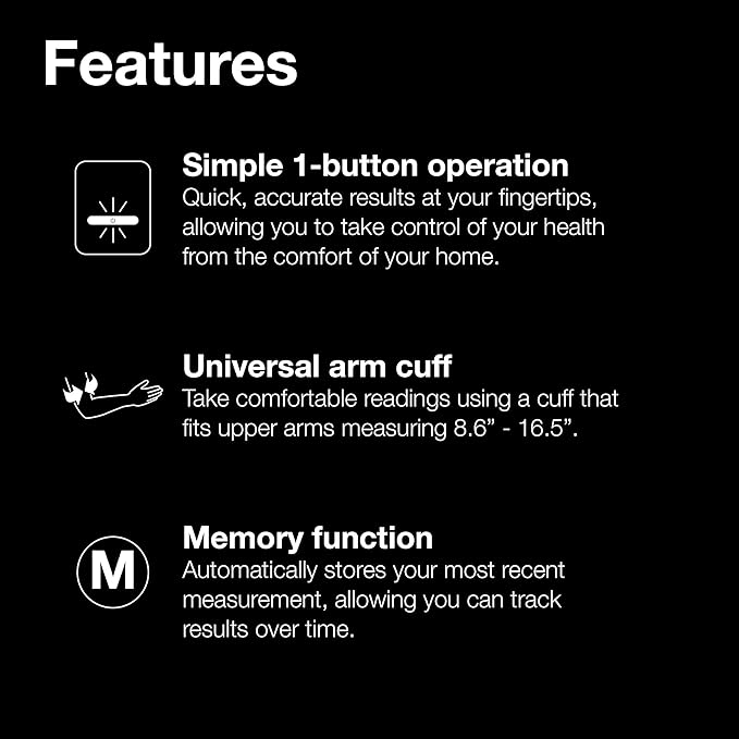 Braun ExactFit 1 Upper Arm Digital Blood Pressure Monitor with Adjustable BP Cuff for Home Use, Simple One Button Operation for at Home Blood Pressure Monitoring, Large Easy to Read Display, BUA5000