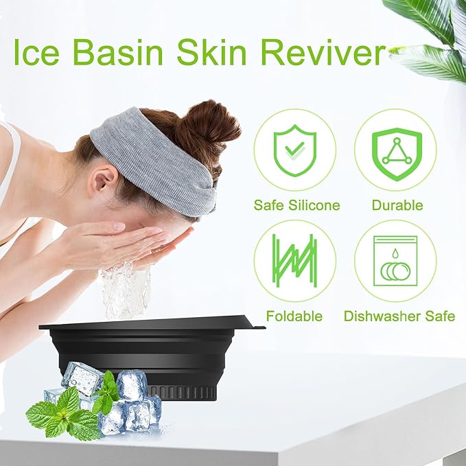 Face Bowl for Ice with Built-in Icetray, Silicone Ice Facial Foldable Washbasin, Ice Bath for Face,Facial Plunge Bowl
