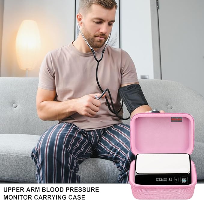 Elonbo Carrying Case for OMRON Evolv Bluetooth Wireless Upper Arm Blood Pressure Monitor, for OMRON Evolv BP7000 Portable One-Piece BP Monitor Storage Holder, Pink