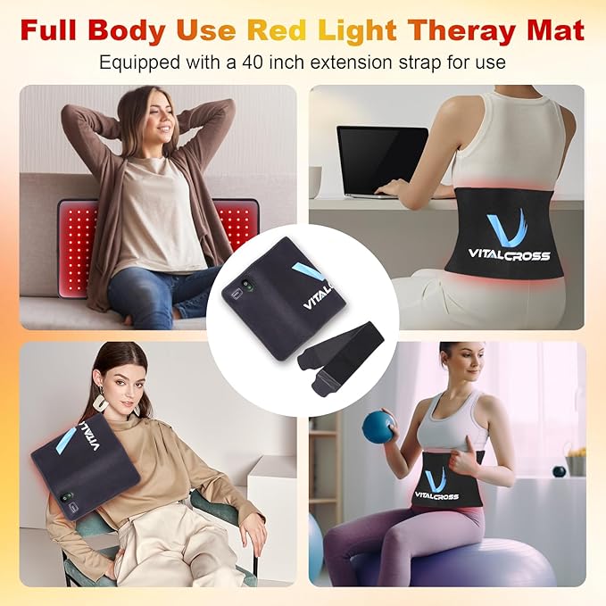 Red Light Therapy Pad for Body, 24"x12" 660nm & 850nm Near-Infrared Device for Home Use with Timer, 3 Modes & 5 Brightness Levels for Back, Waist, Shoulder & Joints Alleviate Discomfort 35W