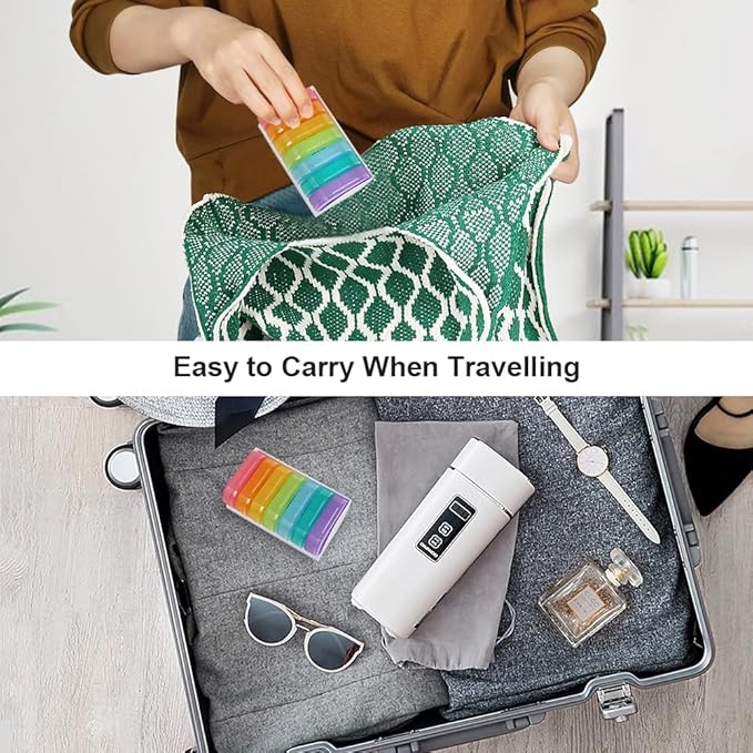 HRX Package Little Daily Pill Box Case AM PM for 7 Day, Small Pocket Purse Pills Holder, Cute Drug Organizer Container 2 Times a Day