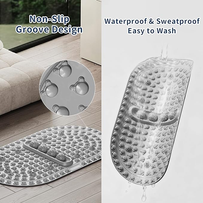 Extra-Large Acupressure Foot Massage Mat 27 Inches, Silicone Foot Pressure Point Pad with 2 Massage Balls, Foot Reflexology Mat for Stress Relief, Home & Gym Use (Gray)
