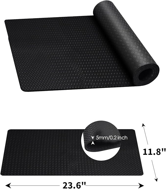 2 Pack Double Non-Slip Workout Mat for Ellipse Leg Exerciser, 23.6" × 11.8" 0.2" Thick Ellipse Machine Mat, Exercise Mats for Under Desk Ellipticals