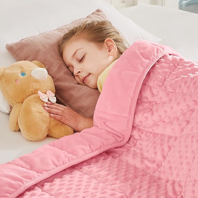 CuteKing Weighted Blanket - Weighted Blanket with Premium Glass Beads - Heavy Blanket Crystal Velvet for Comfortable Rest - Thick Blanket All Season (5lbs, 36"x48", Pink Bubble)
