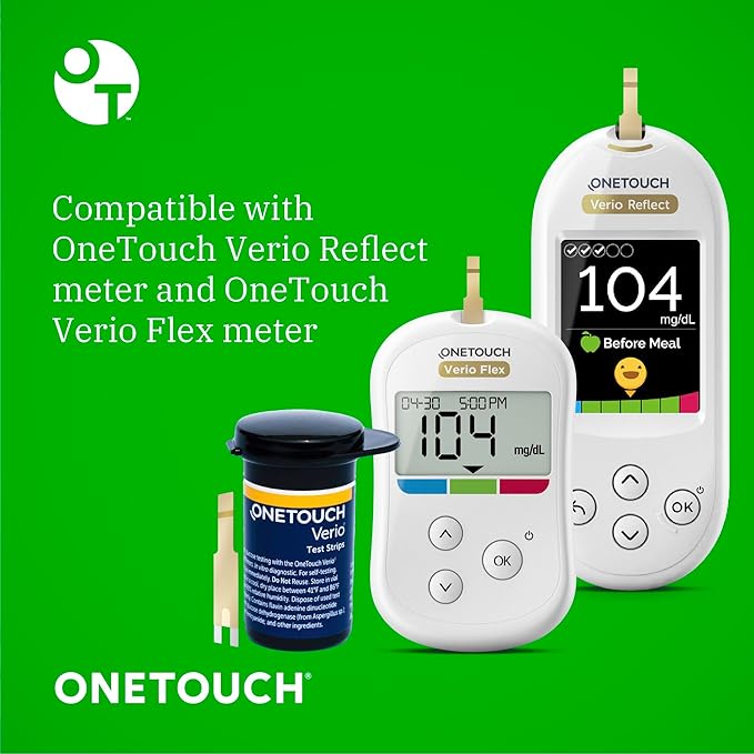 OneTouch Verio Test Strips - 180 Count - Diabetic Test Strips for Blood Glucose Meter & Daily Blood Sugar Levels - 30 Count/Pack (6 Pack)