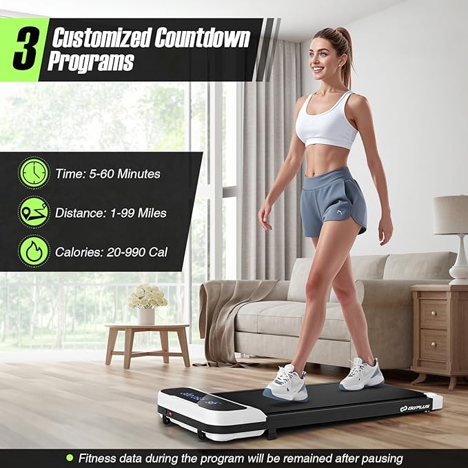Goplus Walking Pad, 2.5 HP Under Desk Treadmill with Remote Control & LED Display, 3 Countdown Modes, 0.6-4 MPH Portable Treadmills for Home Small, Office, Free-Installation