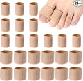 Blulu 24 Pieces Toe Tubes 0.98 Inches Cushion Tube Corn Pads for Toes Sleeves Soft Gel Protectors for Cushions Corns Blisters Calluses 3 Size(Skin Color,Medium,Large)