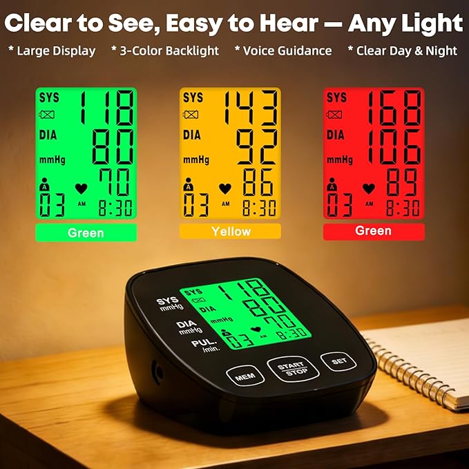 Blood Pressure Monitor for Home Use, Upper Arm Wide Range Cuff Fits Pediatric to Large Adult, Easy to Use Accurate Systolic Diastolic Readings, Includes USB Cable & 4 AAA Batteries