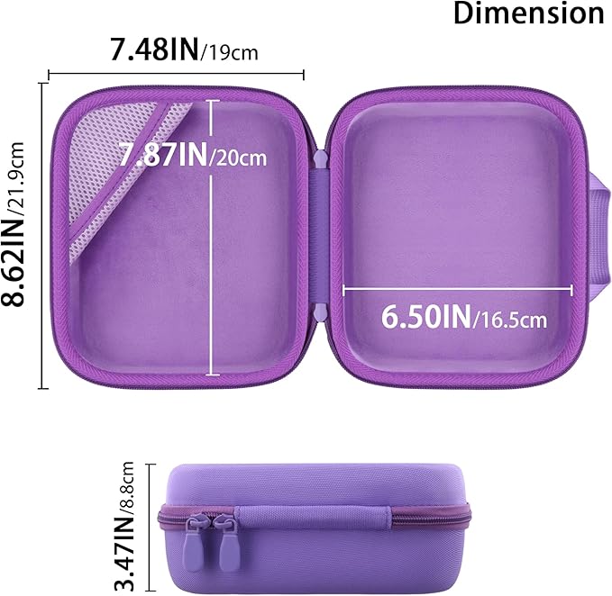 co2CREA Hard Case for OMRON Silver Upper Arm Blood Pressure Monitor BP5255, Mesh Pocket for Other Small Accessories, Purple